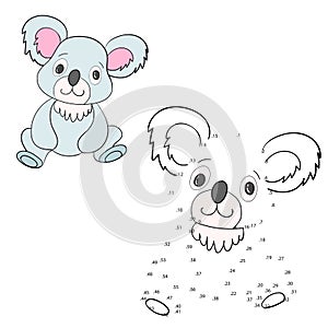 Connect the dots game koala vector illustration