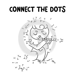 Connect the dots game. Lion printable worksheet for kids. Can be used as children coloring book.