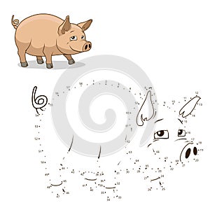 Connect the dots game pig vector illustration