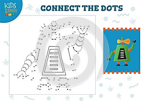 Connect the dots kids game vector illustration. Preschool children drawing activity