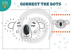 Connect the dots kids game vector illustration. Preschool children education activity