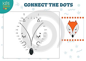 Connect the dots kids game vector illustration. Preschool children education activity