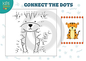 Connect the dots kids game vector illustration. Preschool children education activity