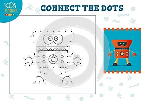 Connect the dots kids mini game vector illustration. Preschool children education activity