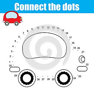 Connect the dots numbers children educational game. Printable worksheet activity