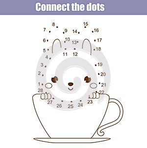 Connect the dots by numbers children educational game. Printable worksheet activity. Animals theme