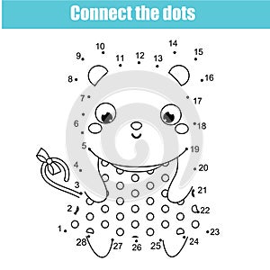 Connect the dots by numbers. Educational game for children and kids. Animals theme, mouse