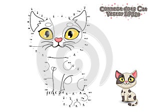 Connect The Dots and Paint Cute Cartoon Cat. Educational Game for Kids. Vector Illustration. photo