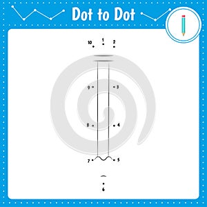 Connect the dots. Pencil. Dot to dot educational game. Coloring book for preschool kids activity worksheet. Vector Illustration