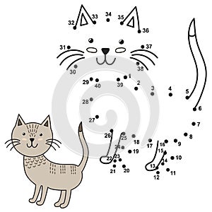 Connect the dots to draw the cute cat and color it