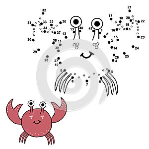 Connect the dots to draw the cute crab and color it