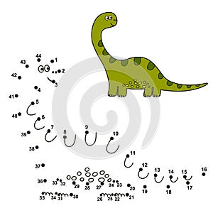 Connect the dots to draw a cute dinosaur and color it