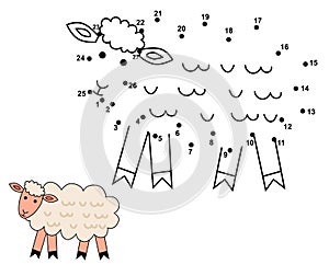 Connect the dots to draw the cute sheep photo