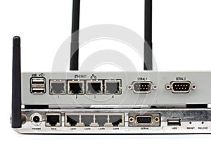 Connect the ethernet port on back of the router.