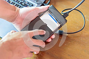 Connect harddisk of notebook with External Box