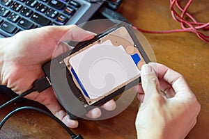 Connect harddisk of notebook with External Box