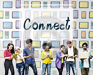 Connect Interact Communication Social Media Concept photo