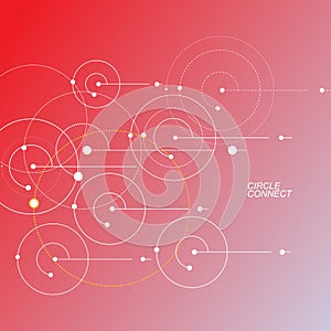 Connect lines background. Network circles dots. Abstract connection element. Vector graphic design Communication pattern