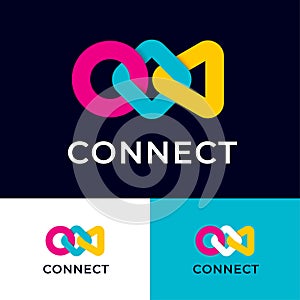 Connect logo. The circle, square and triangle are connected to each other like a chain.