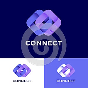 Connect logo. Two square figures are connected to each other, like a fragment of a chain.