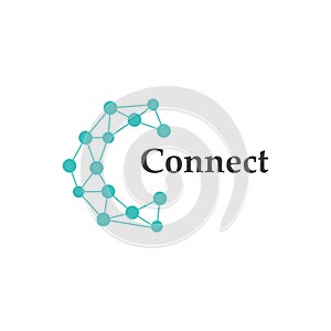Connect Technology Icon. C Letter with Dot Circle Connected as Network Logo Vector - Vector.