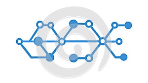 Connected Abstract Network Nodes, Digital Data Flow Structure, vector design Generative AI