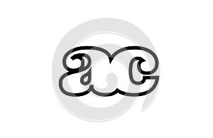 connected ac a c black and white alphabet letter combination logo icon design