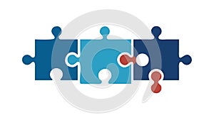 Connected Blue Puzzle Pieces Teamwork Art, vector design Generative AI