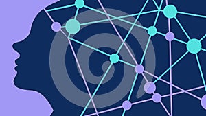 Connected Brain in Silhouette, Intelligence, Networks, and Thought, vector design Generative AI