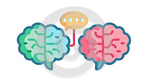 Connected Brains Icon for Ideas and Intelligence, vector design Generative AI