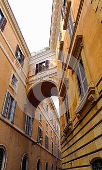 Connected bridge between two building in Rome