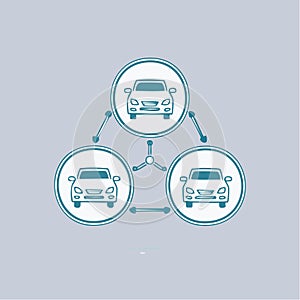 Connected Car Network Concept Illustration