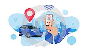 Connected Car Parking Sharing Service Remote Controlled Via Smartphone App photo