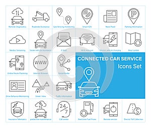Connected Car service Icons set