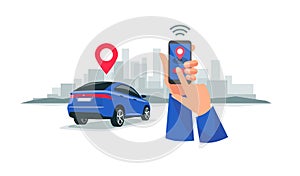 Connected Car Sharing Service Remote Controlled Via Smartphone App