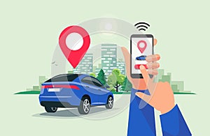 Connected Car Sharing Service Remote Controlled Via Smartphone App
