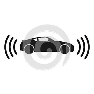 The Connected Car. Smart car icon with wireless connectivity symbol.