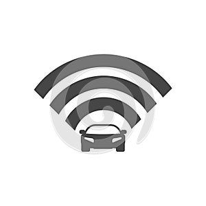 The Connected Car. Smart car icon with wireless connectivity symbol