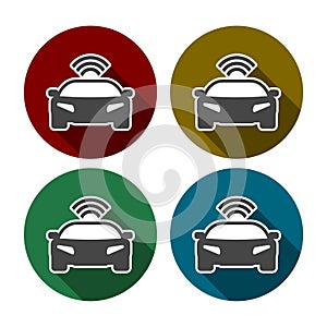 The Connected Car. Smart car icon with wireless connectivity symbol