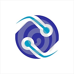 Connected circle tech vector illustration Technology Logo design