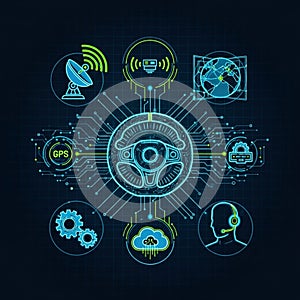 Connected by circuits, suggesting themes of technology, communication,