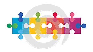 Connected Colorful Puzzle Pieces Icon for Teamwork and Problem-Solving, vector design Generative AI