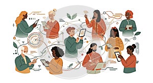 Connected Community: People Using Tablets and Sharing Information