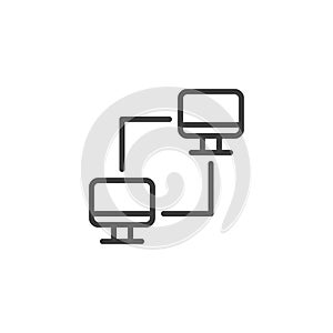 Connected computers line icon