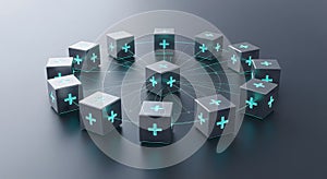Connected Cubes Network - Digital Data Exchange Concept