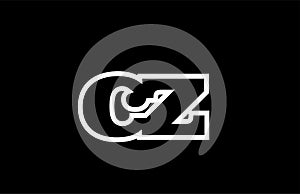 connected cz c z black and white alphabet letter combination logo icon design