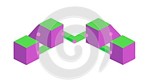 Connected 3D Cubes Network Structure Icon, vector design Generative AI
