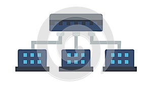 Connected data center network, symbolizing cloud computing, digital infrastructure, vector design Generative AI