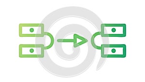 Connected Data Flow Arrows Icon - Network, Process Transfer Vector, vector design Generative AI