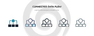 Connected data flow chart icon in different style vector illustration. two colored and black connected data flow chart vector